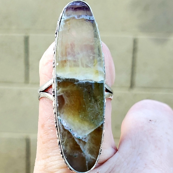 New Petrified Wood Jasper Silver Statement Ring. - Picture 9 of 13